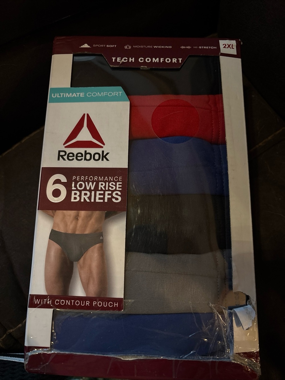 Reebok 6-pack performance low rise briefs W/ contour pouch size XXL (46/48)-new